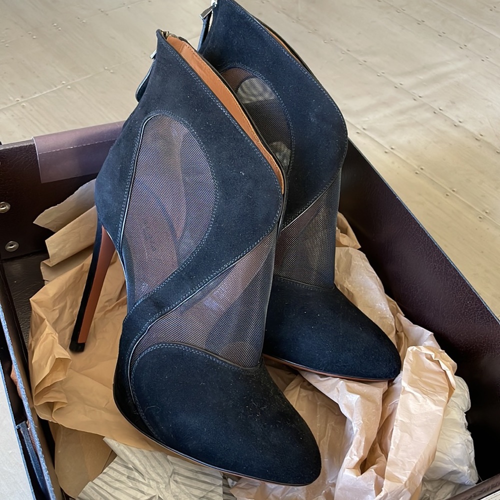 alaia black suede mesh boot bootie sz 38.5 - Picture 8 of 11
